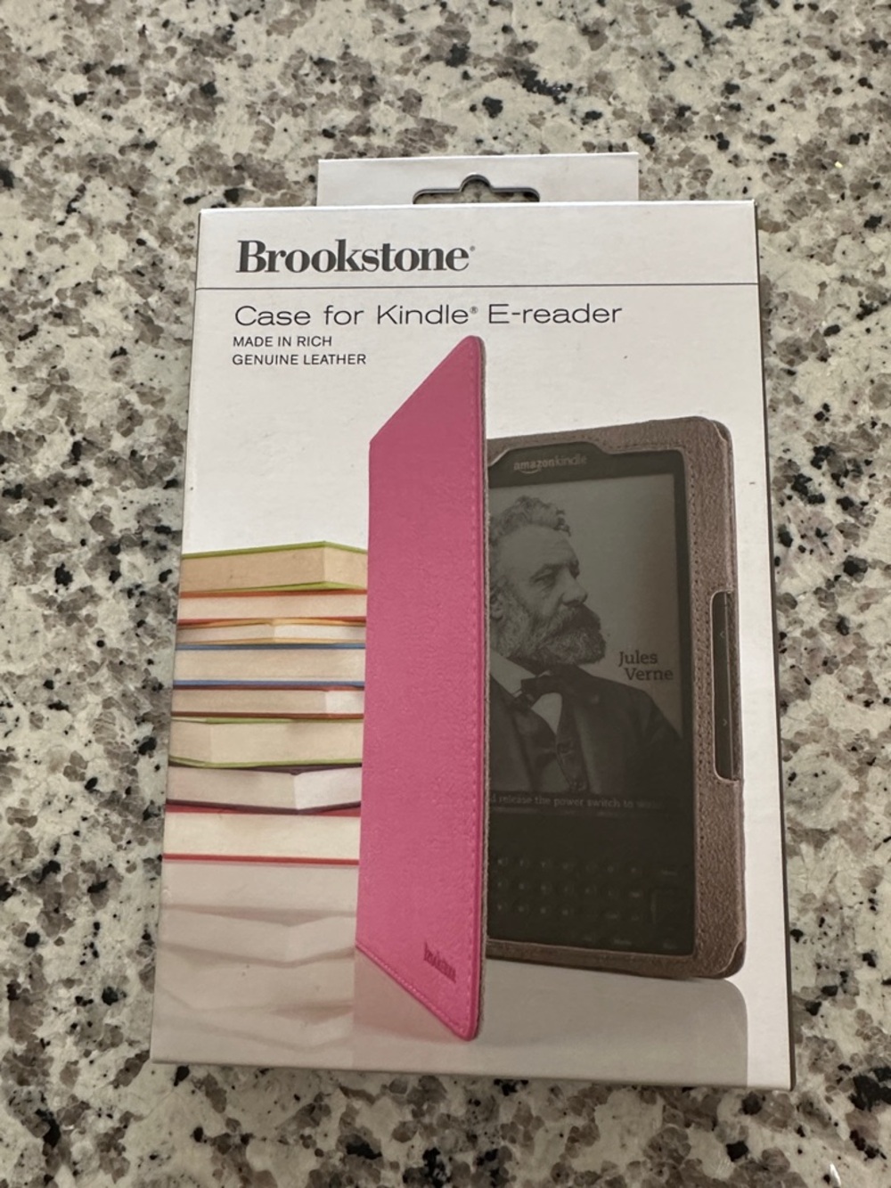 Brookstone Pink Genuine Leather Kindle Folio Case